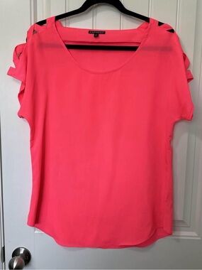 Express Neon Pink Cold-Shoulder Blouse
